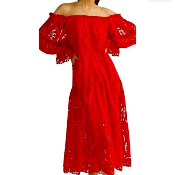 Anthropologie Delfi Off-The-Shoulder Midi Dress   Size:S  $444 NWT - Picture 1 of 9